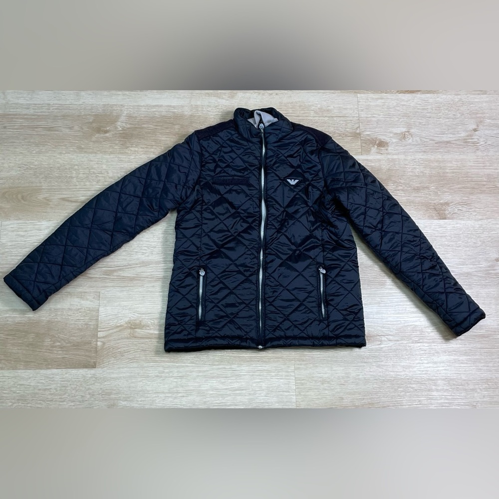 Armani Junior 13Y Navy Quilted Lightweight Puffer Coat Jacket Zip Up Boys’